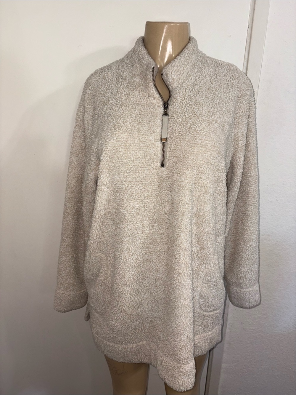 Soft Surroundings Half Zip Cozy Warm Sherpa Pullover Size L